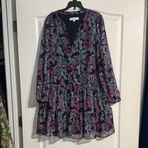 LOFT Floral Tunic - Pink and Gray